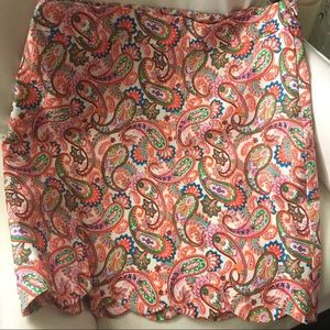 Talbots cotton paisley skirt with scalloped hem